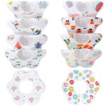 10-Pack 360 Rotate Baby Bibs for Eating and Drooling, Soft and Waterproof Bibs for Girls Boys